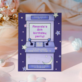 Niedlicher Retro Arcade Game Kindergeburtstag Einladung