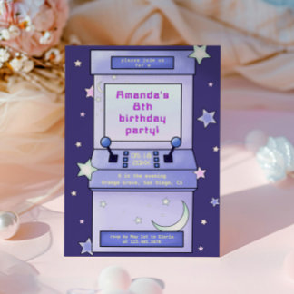 Niedlicher Retro Arcade Game Kindergeburtstag Einladung