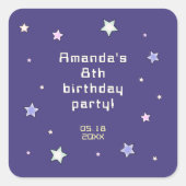 Niedlicher Retro Arcade Game Kindergeburtstag Quadratischer Aufkleber (Vorderseite)