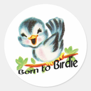 Niedlicher Retro-Bird Geboren für Birdie Golfers-G Runder Aufkleber
