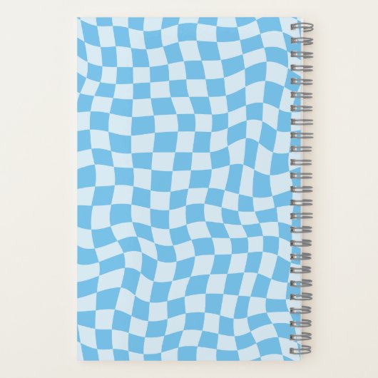 Niedlicher Retro Blue Wavy Karo Mit Monogramm Name Notizblock (Rückseite)