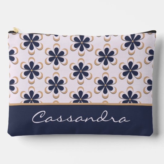 niedlicher Retro-Blume-Power der 70er Jahre, Navy- Zubehörtasche (Vorderseite)