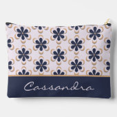 niedlicher Retro-Blume-Power der 70er Jahre, Navy- Zubehörtasche (Rückseite)