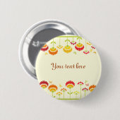 Niedlicher Retro-Blumengarten mit Namen Button (Vorne & Hinten)