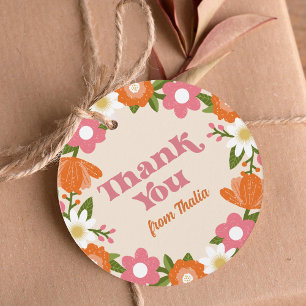 Niedlicher Retro-Blumenrahmen Vielen Dank Geschenkanhänger
