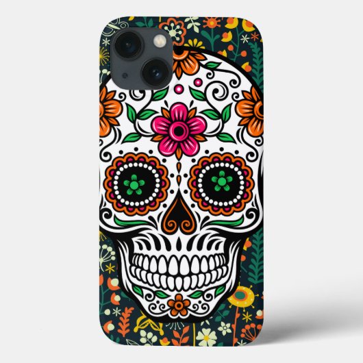 Niedlicher Retro Blumenzucker Schädel Case-Mate iPhone Hülle (Rückseite)