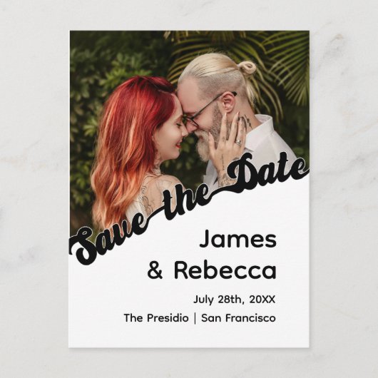 Niedlicher Retro Boho Minimalistischer Quirky Text Ankündigungspostkarte (Vorderseite)