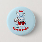 Niedlicher Retro-Bunny - Bücher lesen Button (Vorderseite)