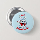 Niedlicher Retro-Bunny - Bücher lesen Button (Vorne & Hinten)