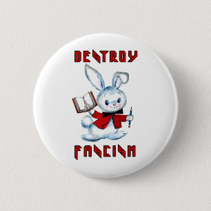 Niedlicher Retro-Bunny - Zerstört den Faschismus Button