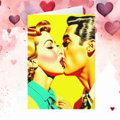 Niedlicher Retro Couple Küssen Valentinstag Karte