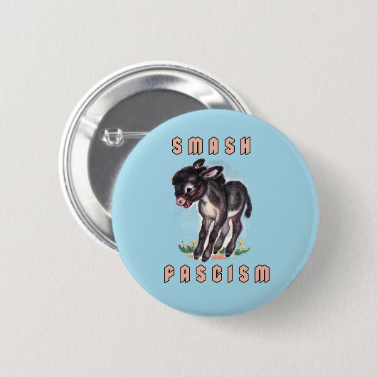 Niedlicher Retro-Donkey - Schmutz des Faschismus Button (Vorne & Hinten)