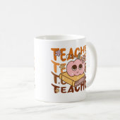 Niedlicher Retro Fall Teacher Pumpkin Halloween Kaffeetasse (VorderseiteRechts)