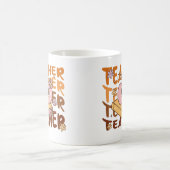 Niedlicher Retro Fall Teacher Pumpkin Halloween Kaffeetasse (Mittel)