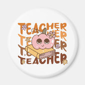 Niedlicher Retro Fall Teacher Pumpkin Halloween Magnet (Vorne)