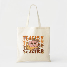 Niedlicher Retro Fall Teacher Pumpkin Halloween Tragetasche