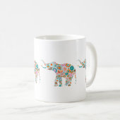 Niedlicher Retro-Flora-Elefant 5 Kaffeetasse (VorderseiteRechts)