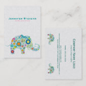 Niedlicher Retro-Flora-Elefant Visitenkarte (Vorne/Hinten)