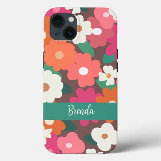 Niedlicher Retro Florals Individuelle Name Case-Mate iPhone Hülle (Rückseite)
