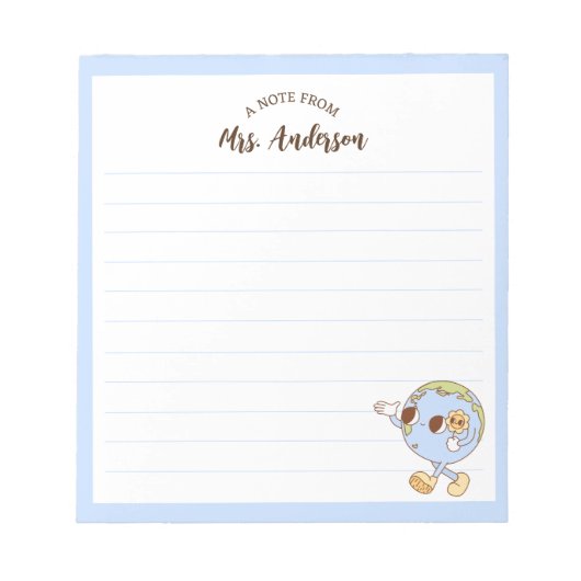 Niedlicher Retro-Funny Globe zurück zur Schule Notizblock (Vorderseite)