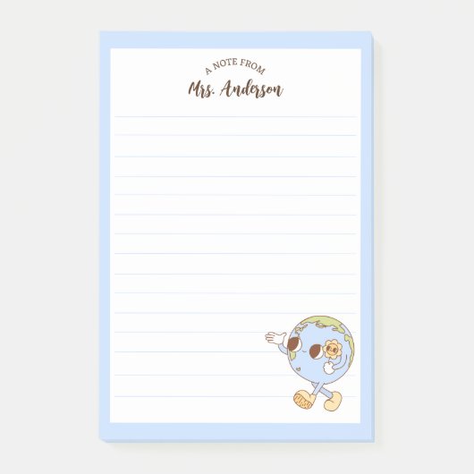 Niedlicher Retro-Funny Globe zurück zur Schule Post-it Klebezettel (Vorderseite)