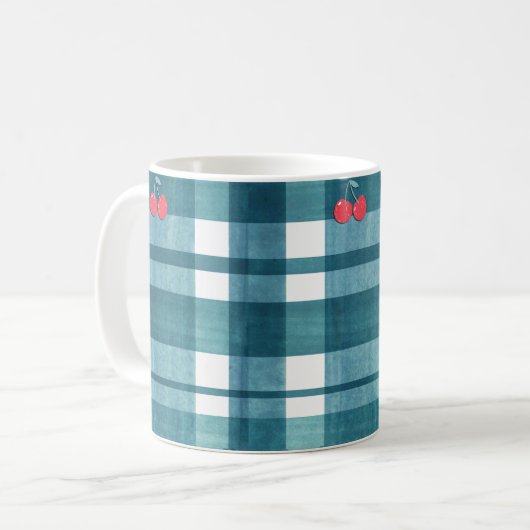 Niedlicher Retro-Gingham Kaffeetasse (Vorderseite Links)