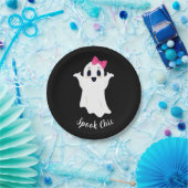 Niedlicher Retro Girl Ghost mit rosafarbenem Haarb Pappteller (Party)