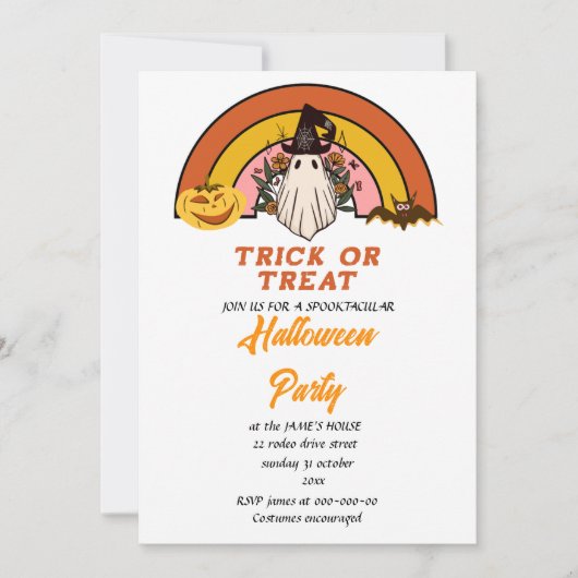 niedlicher Retro-Groovy Einladung (Vorderseite)