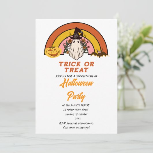 niedlicher Retro-Groovy Einladung (Stehend Vorderseite)