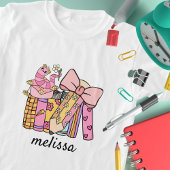 Niedlicher Retro Groovy Rosa Stift Buchcoquette T-Shirt