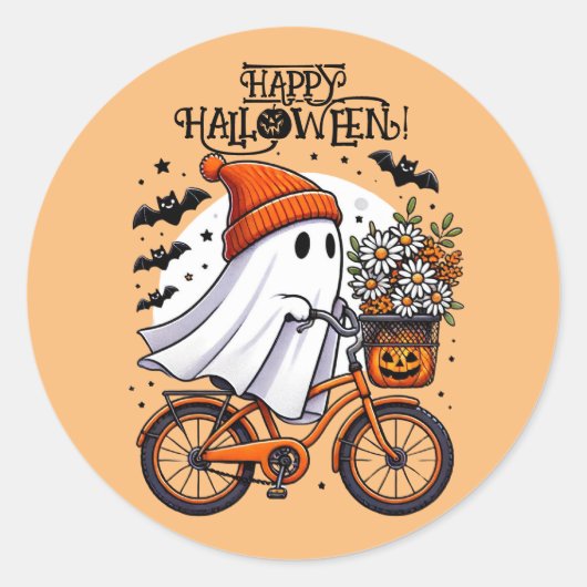 Niedlicher Retro-Halloween-Ghost-Fall Runder Aufkleber (Vorderseite)