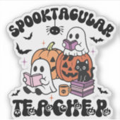 Niedlicher Retro Halloween Spooktacular-Lehrer Aufkleber (Vorderseite)