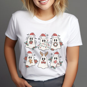 Niedlicher Retro Halloween und Weihnachtsgeister T T-Shirt