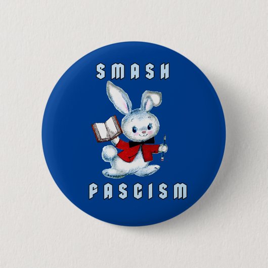 Niedlicher Retro-Hase - Schmetterling des Faschism Button (Vorderseite)