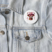 Niedlicher Retro Highland Cowboy Hat Herz Valentin Button (Beispiel)