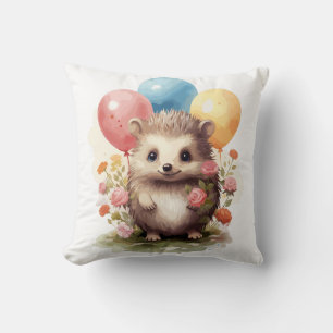 Niedlicher Retro-Igel mit Balloons Kissen