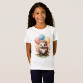 Niedlicher Retro-Igel mit Balloons T-Shirt (Vorne ganz)
