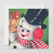 Niedlicher Retro-Jahrgang Weihnachtsschneemann Hol Einladung (Vorderseite)