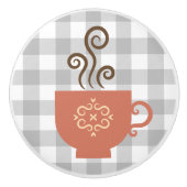 Niedlicher Retro-Kaffee oder Tee-Cup auf Gray Buff Keramikknauf (Vorderseite)