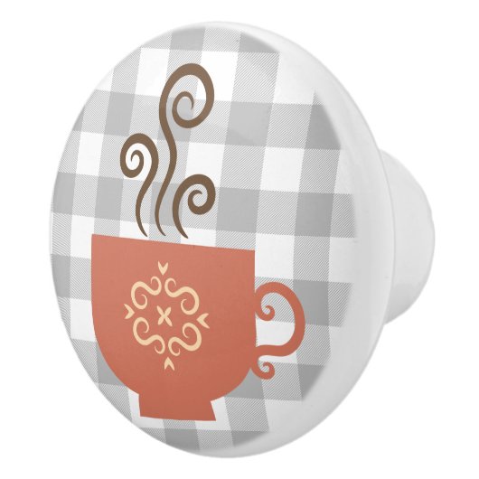 Niedlicher Retro-Kaffee oder Tee-Cup auf Gray Buff Keramikknauf (Rechts)