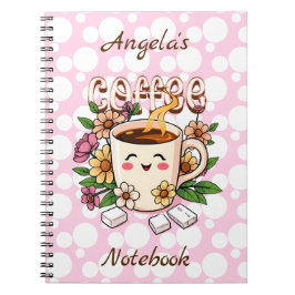 Niedlicher Retro Kawaii Kaffee und Blume Personali Notizblock