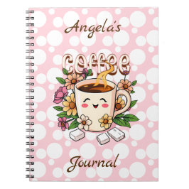 Niedlicher Retro Kawaii Kaffee und Blume Personali Notizblock