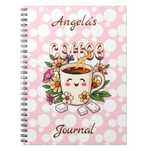 Niedlicher Retro Kawaii Kaffee und Blume Personali Notizblock
