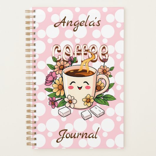 Niedlicher Retro Kawaii Kaffee und Blume Personali Planer (Vorderseite)