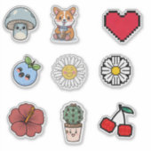 Niedlicher Retro-Kawaii-Sticker Aufkleber (Vorderseite)