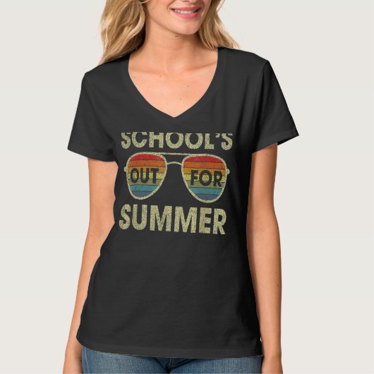 Niedlicher Retro-letzter Schultag für Sommer T-Shirt (Vorderseite)