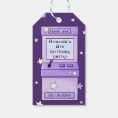 Niedlicher Retro Lila Arcade Game Kindergeburtstag Geschenkanhänger (Vorderseite)