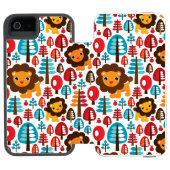 niedlicher retro Löwe scherzt Illustration Incipio iPhone Geldbeutel-Hülle (Folio Geöffnet)