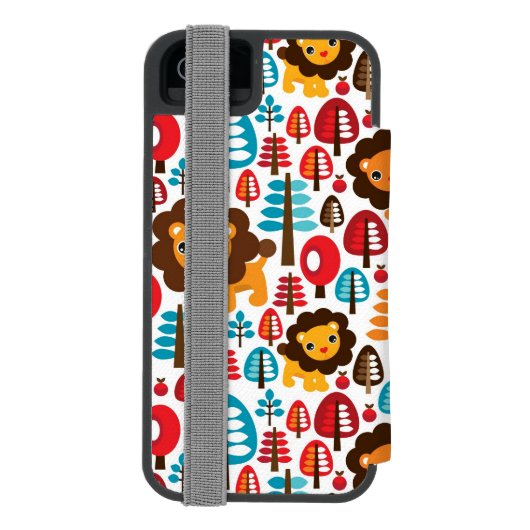 niedlicher retro Löwe scherzt Illustration Incipio iPhone Geldbeutel-Hülle (Folio Rückseite)