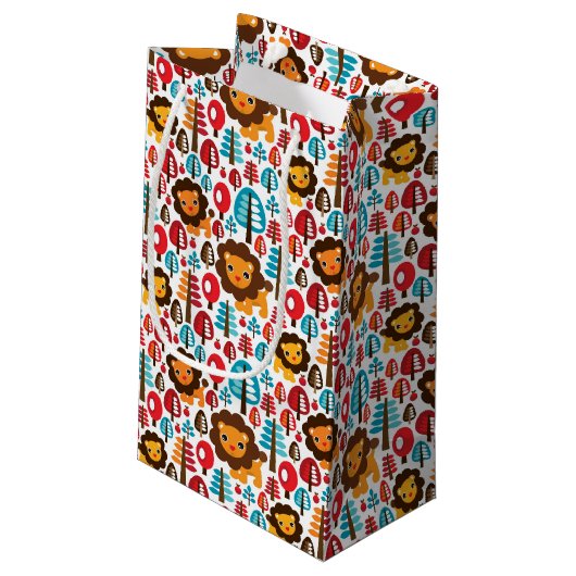 niedlicher retro Löwe scherzt Illustration Kleine Geschenktüte (Rückseite Schrägansicht)